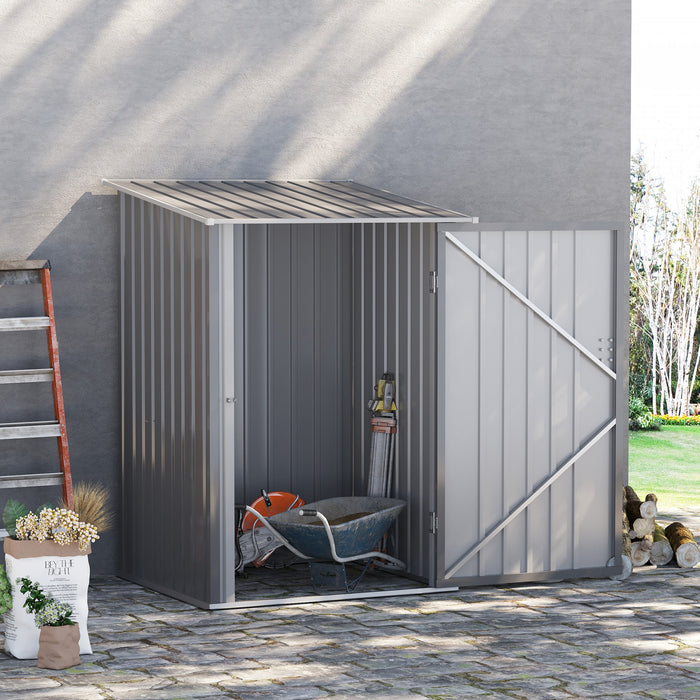 Outsunny 3.3' X 3.4' Abri De Jardin Avec Porte Verrouillable Gris