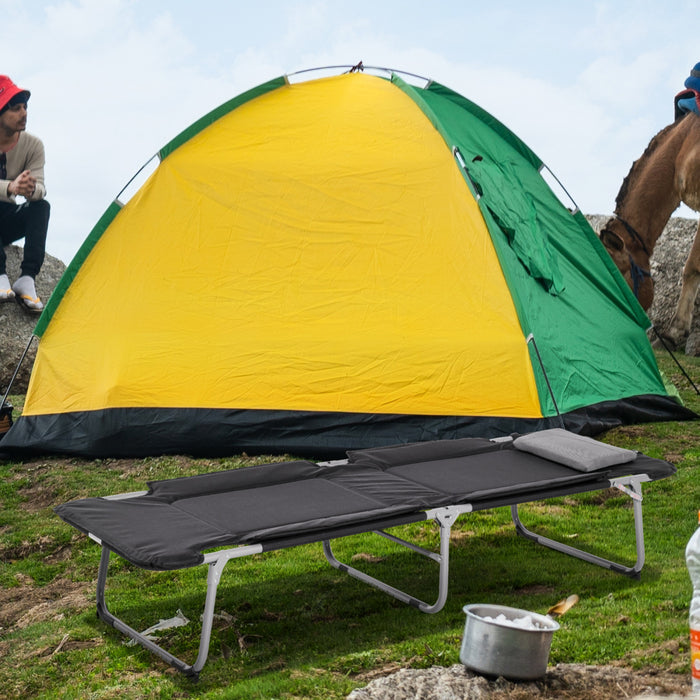 Lits De Camping Pliants Outsunny Pour La Randonnee En Plein Air, Noir