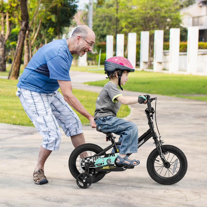 Costway 12\" Velo D'entrainement Pour Enfants Avec Roues D'entrainement Amovibles Pneumatiques Noir