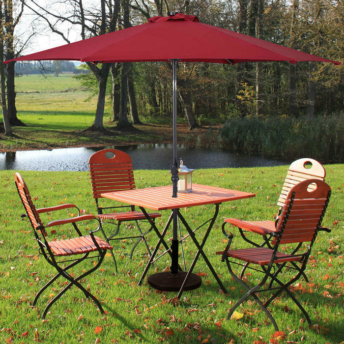 Costway Parasol solaire de patio 9ft avec LED, acier, inclinaison avec manivelle, bordeaux