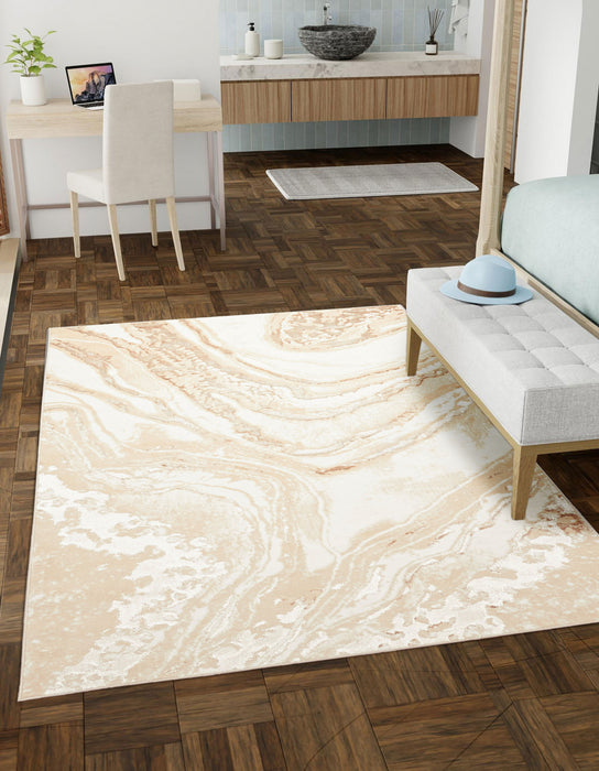 Tapis Contemporain/Moderne Dove 5'0\" x 8'0\" en Ivoire