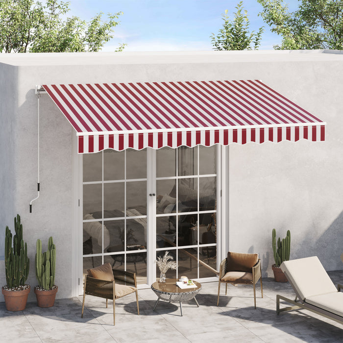 Outsunny Abri D'auvent Retractable Manuel Avec Manivelle 10' X 8', Rouge