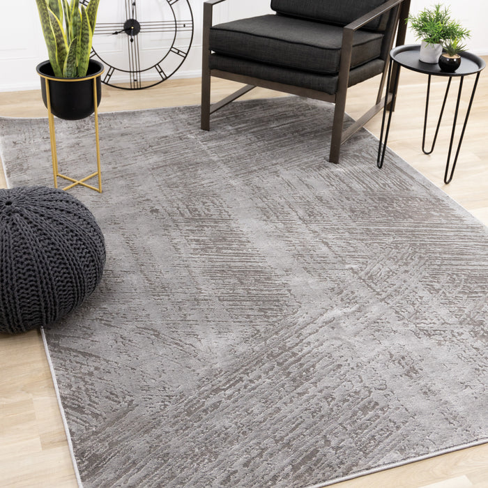 Tapis Hudson aux coups de pinceau vieillis gris creme, 6'7\" x 9'6\"