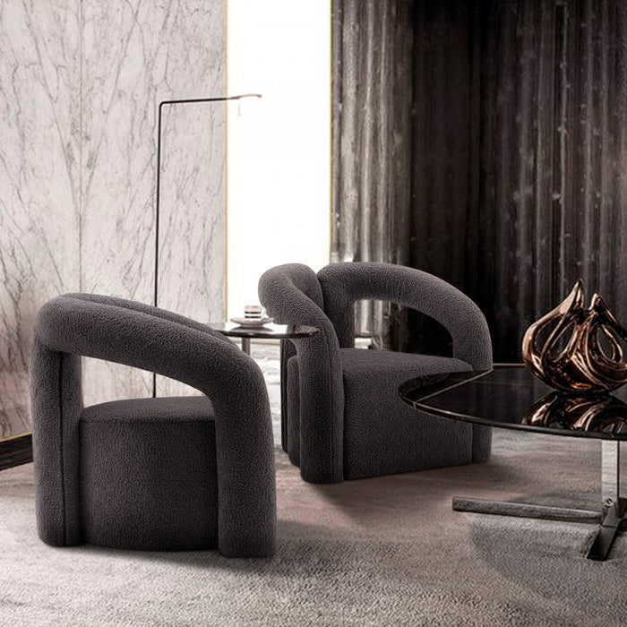 Fauteuil lounge Darian en boucle moderne noir - Lot de 2