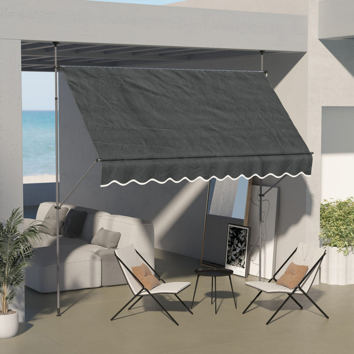 Outsunny Auvent Retractable 10' X 4', Autoportant Et Sans Vis, Gris Fonce