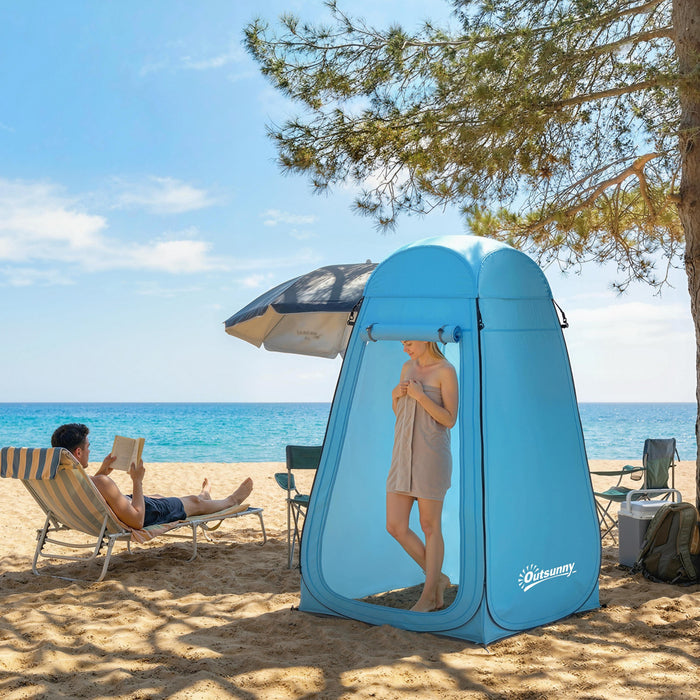 Outsunny Tente de Douche Pop-Up, Abri Prive pour Changement en Exterieur, Bleu