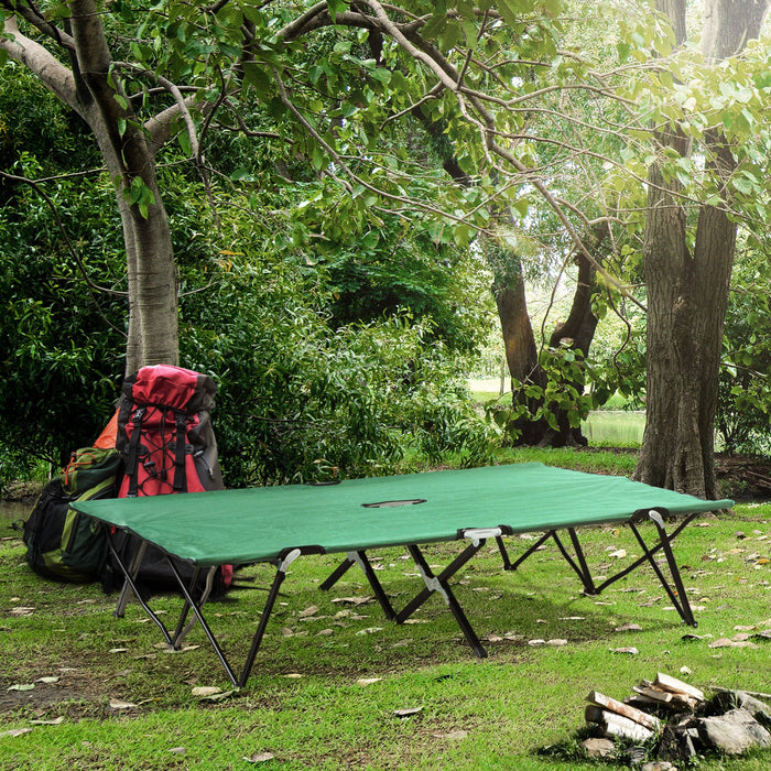Outsunny Lit De Camping Pliant Pour Deux Personnes De 76 Po Avec Sac De Transport, Vert