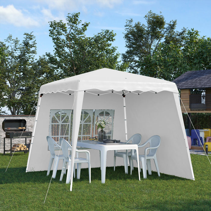 Outsunny Tente D'auvent Avec 2 Parois Laterales, Tentes Uv50+, Hauteur Reglable, Avec Sac De Transport Et Pieds Inclines, Pour Jardin, Terrasse, Dessus De 8 X 8 Pieds / Base De 9,5 X 9,5 Pieds