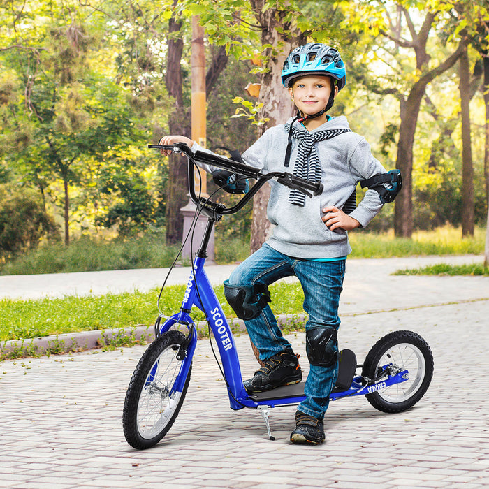 Aosom Trottinette Pour Enfants Avec Guidon Reglable Et Double Frein, Bleu