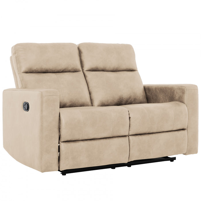 Causeuse inclinable manuelle Denton de 57 po en similicuir - Taupe