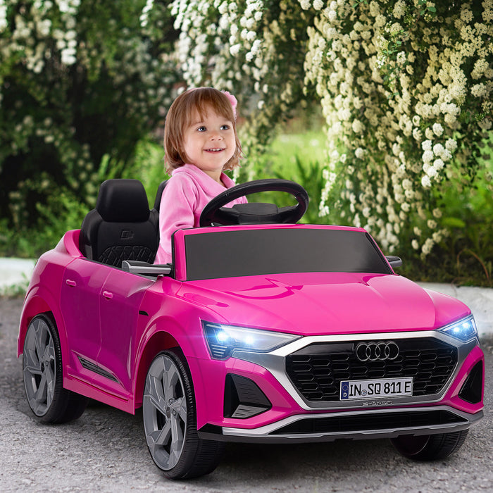Qaba Audi Q8 Etron Sportback Voiture Electrique Pour Enfants Alimentee Par Batterie 12 V Avec Telecommande, Suspension A Ressort, Phares, Klaxon Musical, Pour 3 A 6 Ans, Rose
