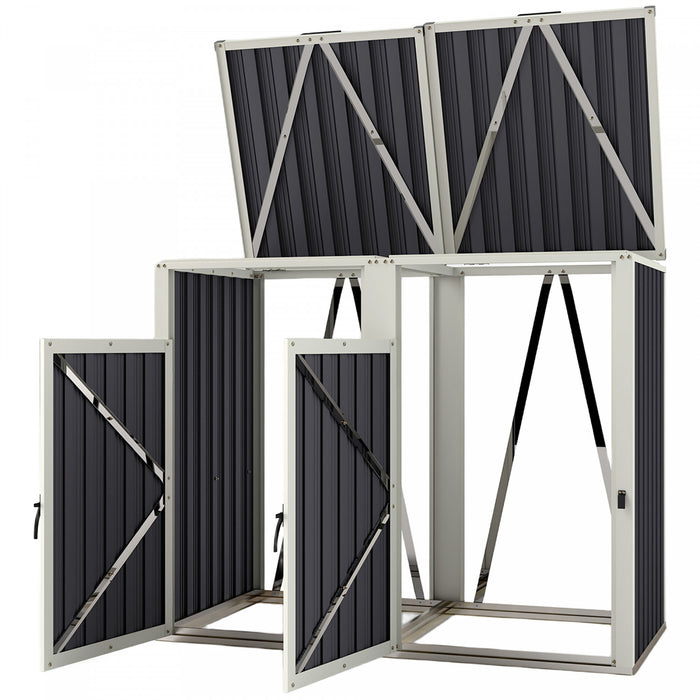 Outsunny Hangar A Poubelle Double, Verrouillable Avec Couvercle Ouvrable