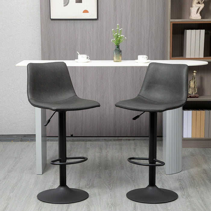 HOMCOM Lot 2 tabourets de bar reglables, hauteur comptoir, gris