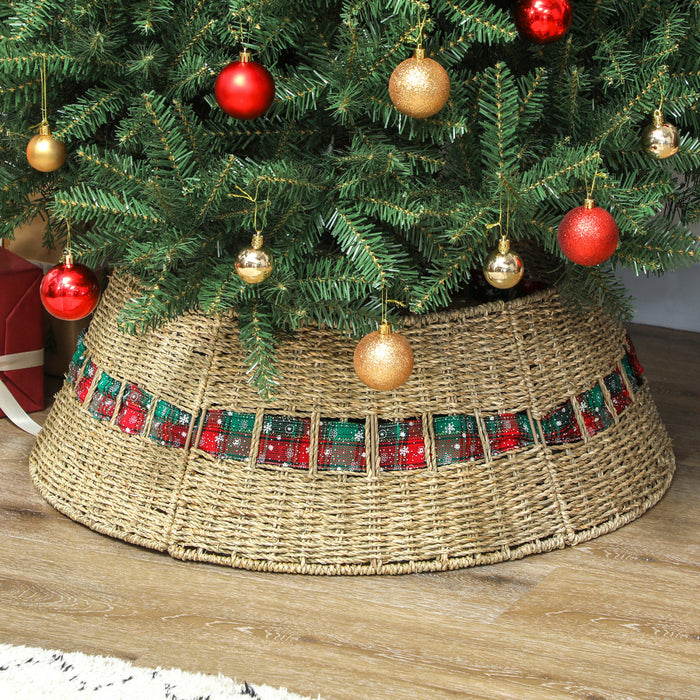 HOMCOM Collier pour Arbre de Noel 28\", Couverture de Base en Rotin