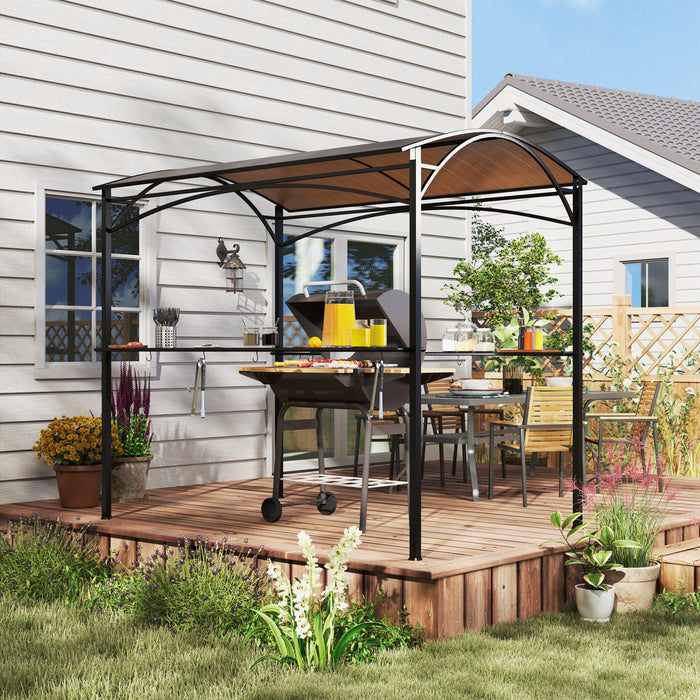 Outsunny Gazebo A Toit Rigide 8' X 5', Gazebo Pour Barbecue Avec Toit En Pc