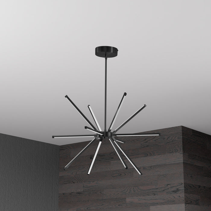 Lustre Array de Dainolite en acrylique blanc qui diffuse la lumière, avec fini noir mat et ampoule à DEL de 32 W