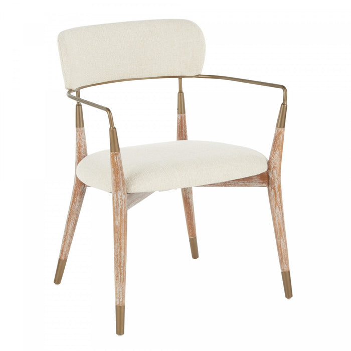 Chaise de salle à manger contemporaine Savannah en tissu crème - ensemble de 2