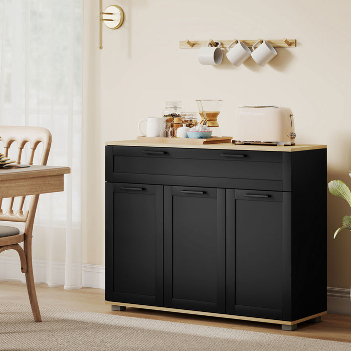 HOMCOM Buffet avec Tiroir et Etageres Ajustables, Noir