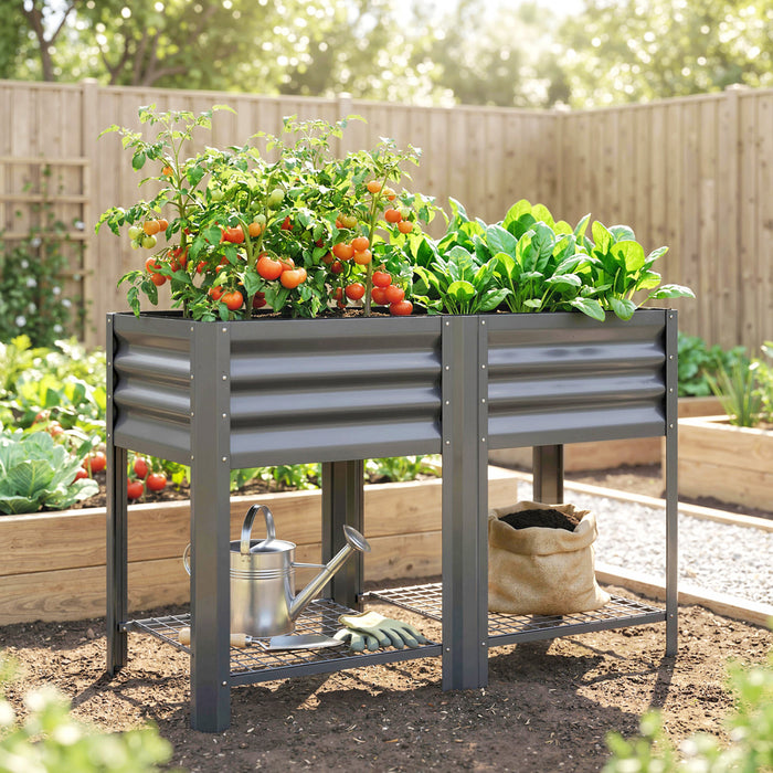 Jardiniere Surelevee en Bois Outsunny avec Pieds et 6 Trous de Drainage