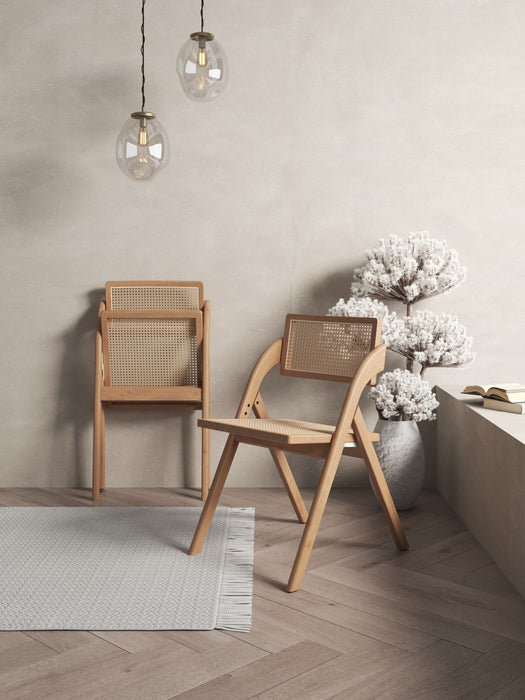 Chaise pliante en bois style industriel chic Lambinet, coloris naturel - Lot de 4