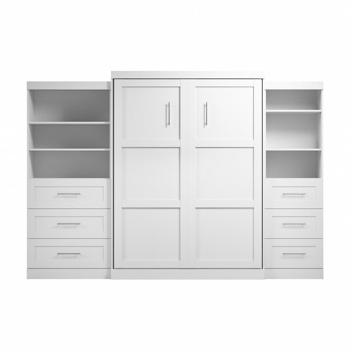 Grand lit escamotable mural Pur de Bestar de 126 po avec 2 meubles à tablettes et tiroirs