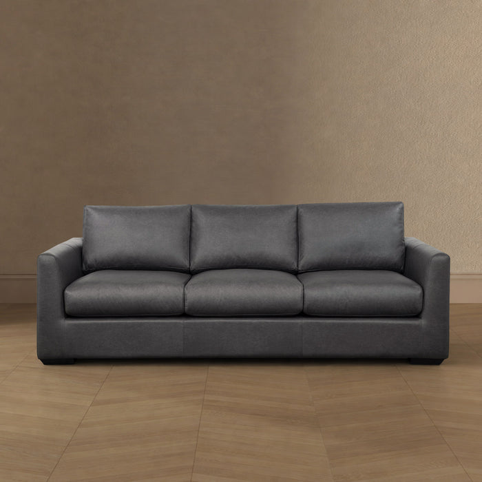 Canape contemporain Cleo 96\" en tissu, coloris etain
