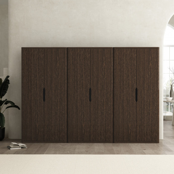 Armoire bibliotheque moderne Rivington 38\" en noyer - Ensemble de 3