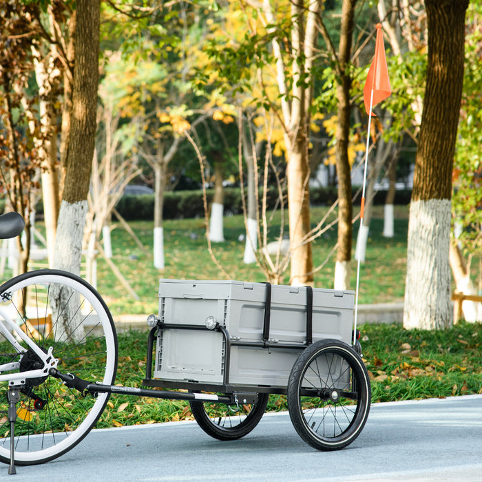 Aosom Remorque Cargo Pour Velo Avec Boite De Rangement Amovible