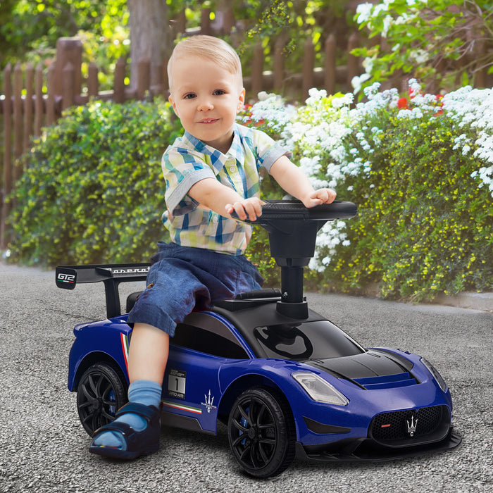 Qaba Voiture Coulissante Pour Bebe Sous Licence Maserati Gt2 Avec Rangement Sous Le Siege, Musique, Klaxon, Voiture Pour Tout-petits De 18 A 60 Mois, Bleu