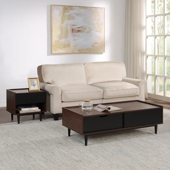 Ensemble de 2 tables Duane style milieu du siecle moderne : table basse et table d’appoint, noir