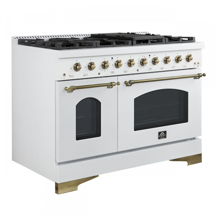 Cuisiniere a gaz Antico de 48\",blanc, avec double four – FFSGS6219-48BLK