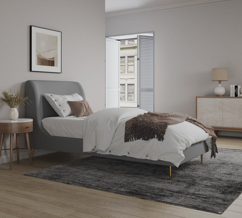 Lit une place Heather style milieu du siecle moderne en velours gris et or