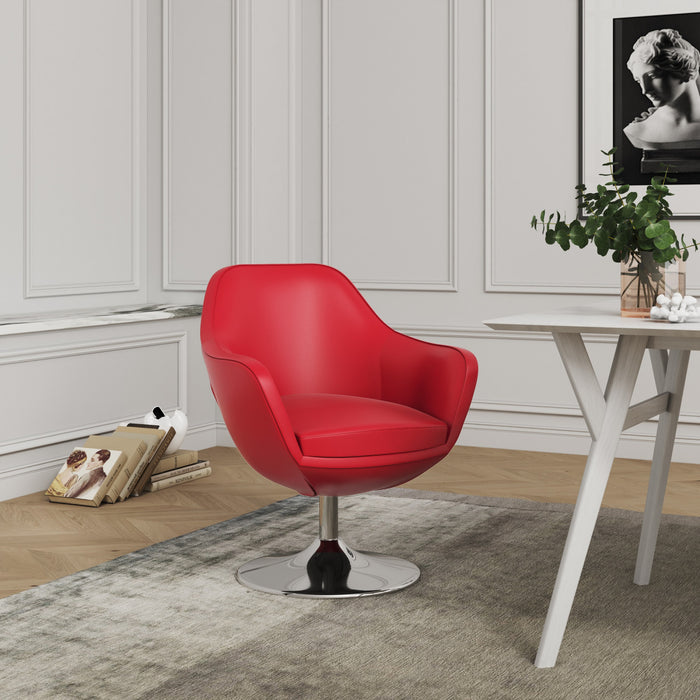 Fauteuil lounge pivotant moderne Caisson en tissu rouge - Lot de 2