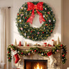 HOMCOM 48 Inch Pre-Lit Christmas Wreath, Artificial Xmas Wreath, Green