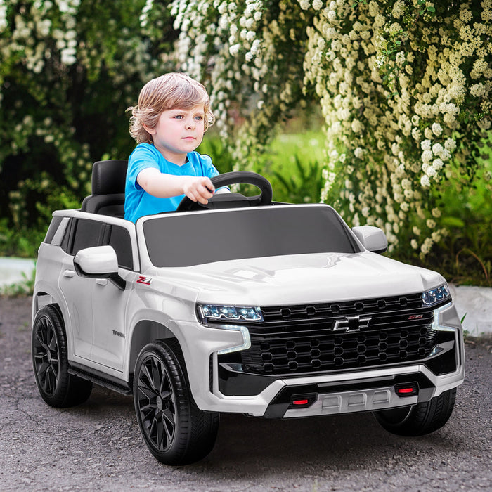 Aosom Chevrolet Voiture Electrique Sous Licence 12 V Pour Enfants Avec Telecommande, Klaxon, Cadeau Pour Les 3-6 Ans Pour Garcons Et Filles Avec Lecteur De Musique, Blanc