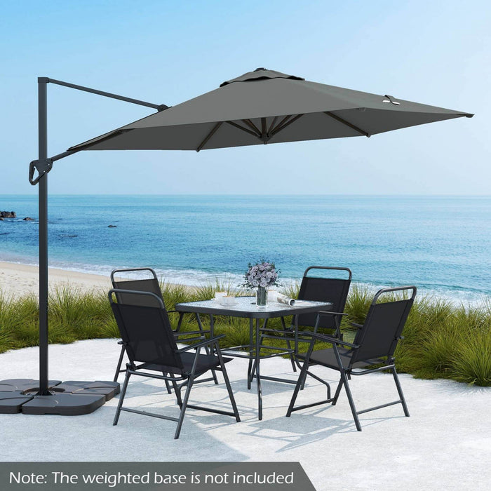 Parasol deporte Costway 9 FT avec voile anti-UV, haut ventile, base croisee, gris
