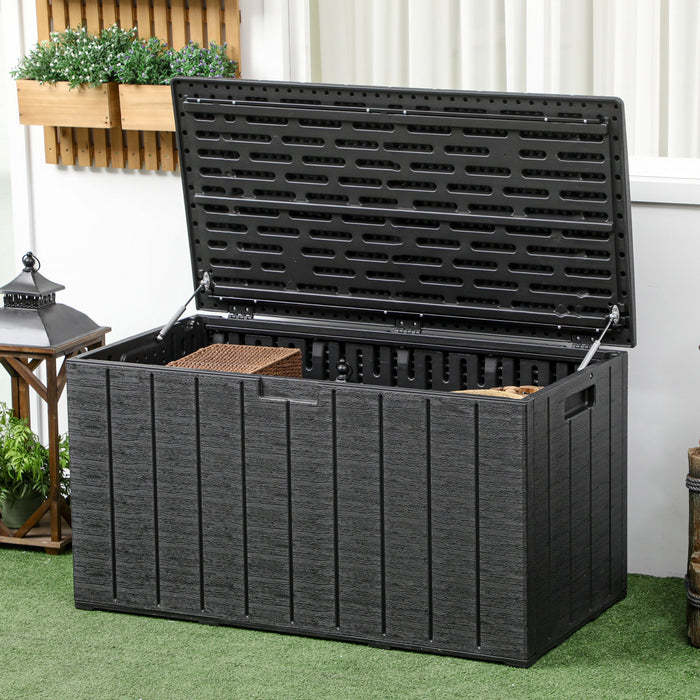 Outsunny Coffre de Rangement de Jardin 306 L, Conteneur de Rangement, Noir
