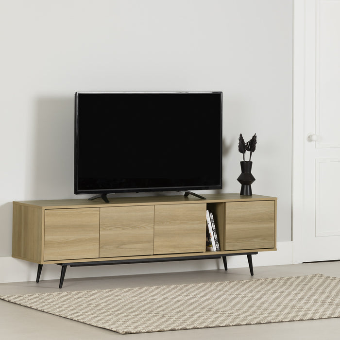 Meuble pour téléviseur Mezzy de 71 po avec portes - frêne naturel