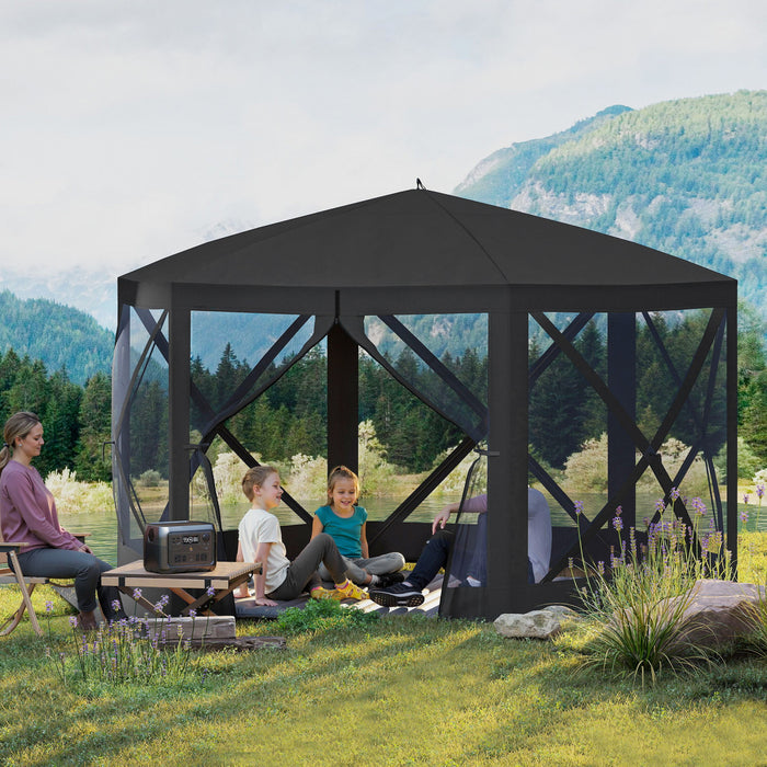 Outsunny Tente Moustiquaire Escamotable 12' X 12', Abri De Camping, Noir