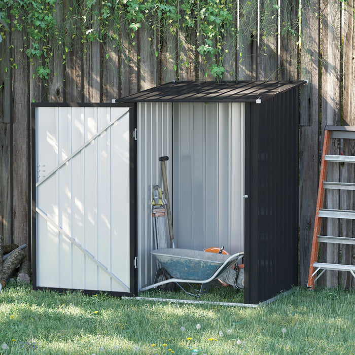 Outsunny 3.3' X 3.4' Abri De Jardin Remise Pour Outils Cabanon Porte Verrouillable Avec Loquet Toit Incline Tole D'acier Gris