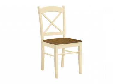 Dining Chair Set of 2 Kitchen Dining Room Oak & Cream Wood Legs Transitional|Ensemble de 2 chaises de salle à manger de style transitionnel avec pattes en chêne et couleur crème pour la cuisine et la salle à manger