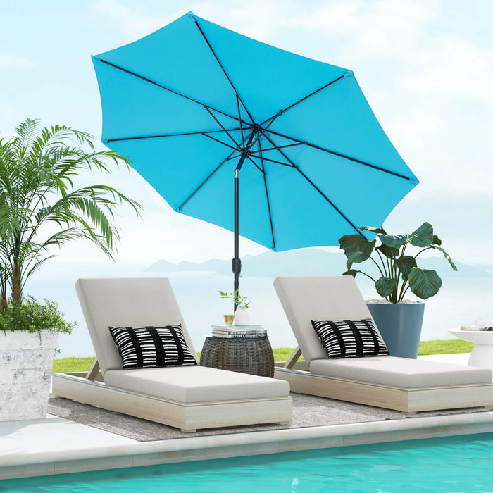 Costway Parasol de Patio 10FT Marche d'Ombre Solaire en Acier Incline avec Mecanisme d'Inclinaison et Manivelle