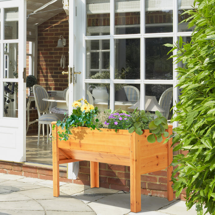 Outsunny 49 '' X 24 '' X 32 '' Lit De Jardin Sureleve En Bois Sureleve Pour Plante De Jardin En Plein Air Grand Lit De Fleurs Avec Crochets, Couleur Bois Nature