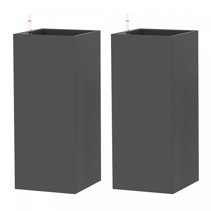 Outsunny Lot de 2 jardinieres d'exterieur en plastique de 11\", gris fonce