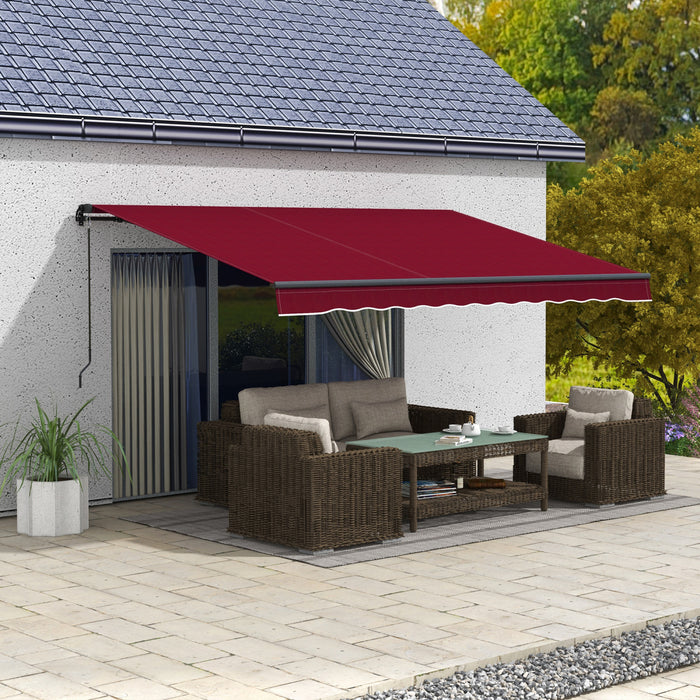 Outsunny 13' X 10' Auvent Retractable, Abri Pare-soleil, Rouge Vin