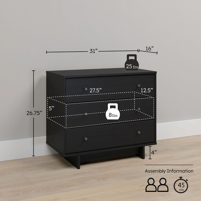 Finnley Table De Nuit A 3 Tiroirs – Chene Noir