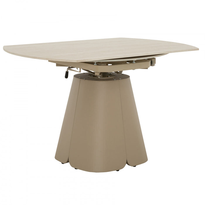 Ensemble de table de salle a manger ronde extensible Solene 5 pieces (32 a 52 po) avec chaises rembourrees (4 places)