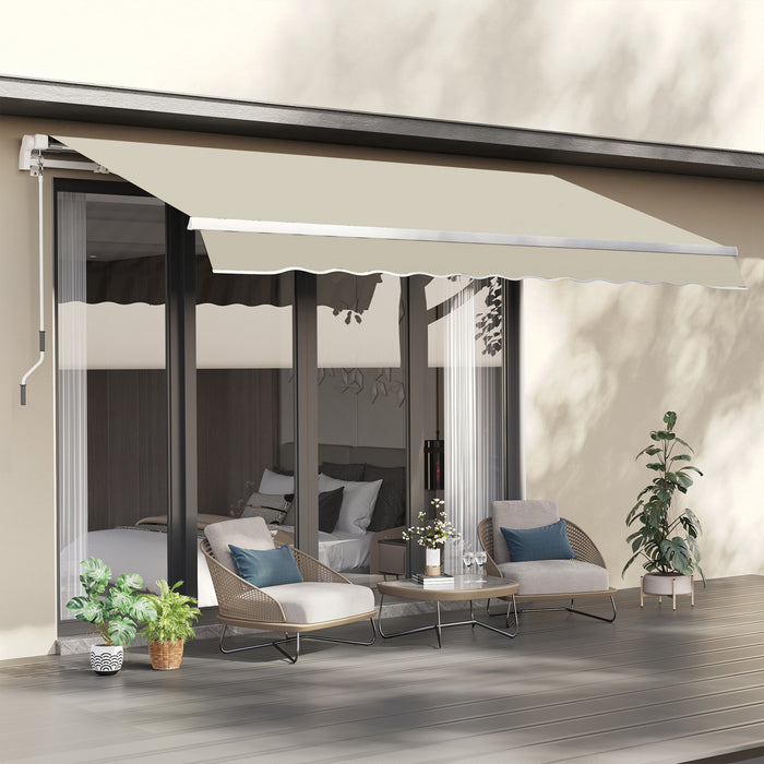 Outsunny 12' X 10' Toile De Store Retractable De Remplacement Pour Parasol Exterieur, Protection Uv, Blanc Creme