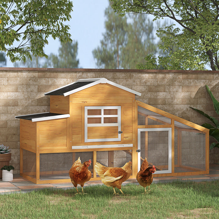 Poulailler en Bois de 200 cm, Habitat pour Poules avec Plateau Amovible