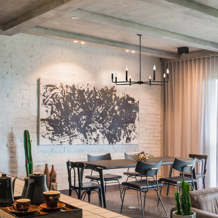 Lustre Colette de Dainolite avec fini noir mat et 8 ampoules